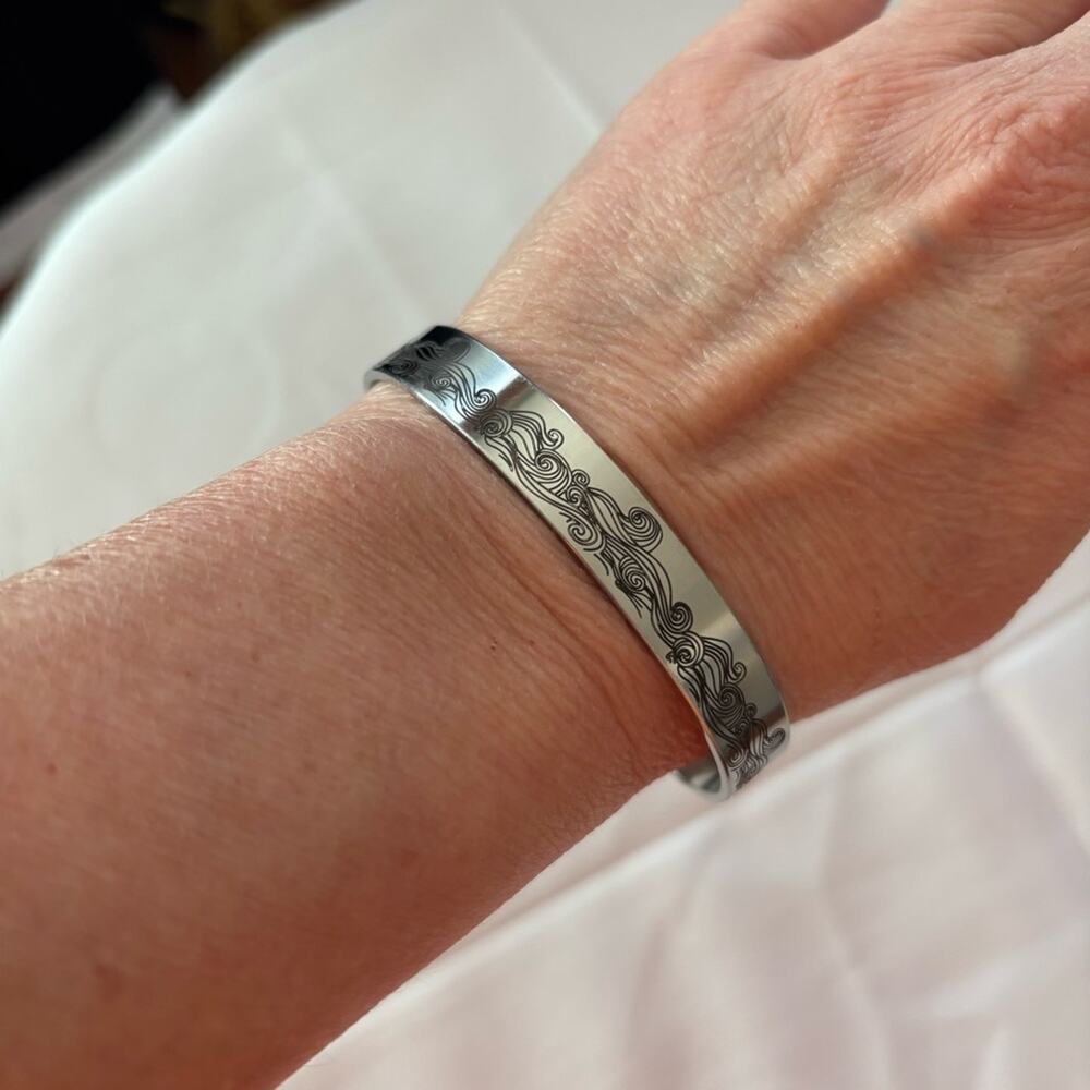 Inspirational Cuff Bracelet - Message of Loss Inscribed on Inside